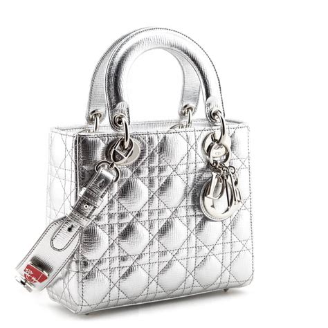 miss dior silver bag|small lady Dior bag.